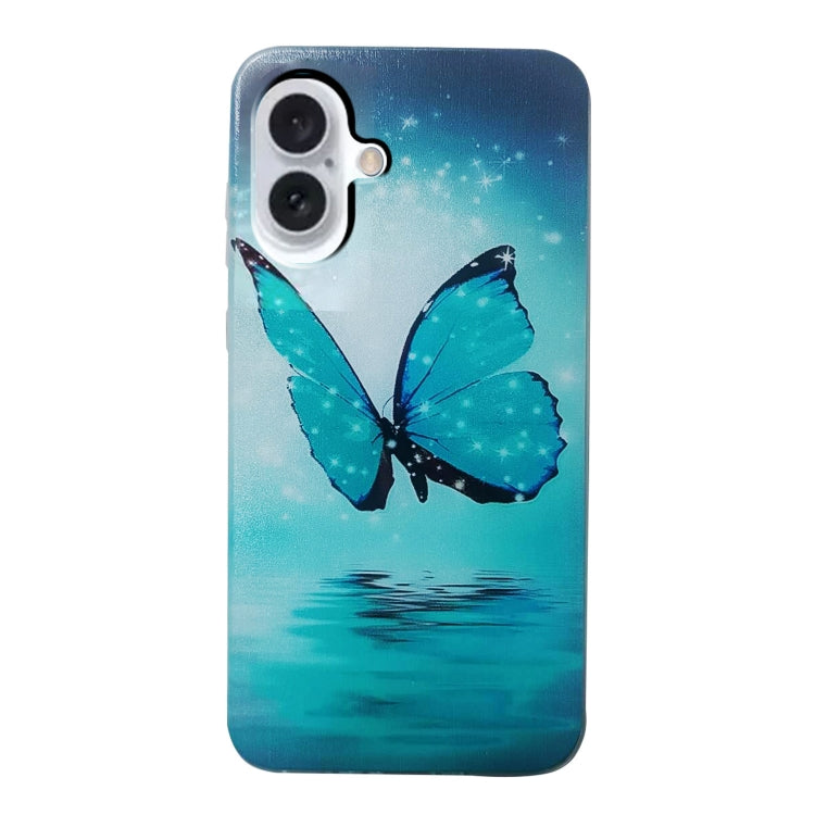 For iPhone 16 Plus Colored Drawing Pattern TPU Phone Case(Butterfly) - iPhone 16 Plus Cases by buy2fix | Online Shopping UK | buy2fix