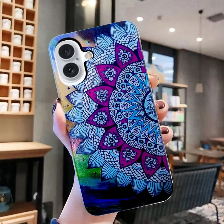 For iPhone 16 Colored Drawing Pattern TPU Phone Case(Half-flower) - iPhone 16 Cases by buy2fix | Online Shopping UK | buy2fix