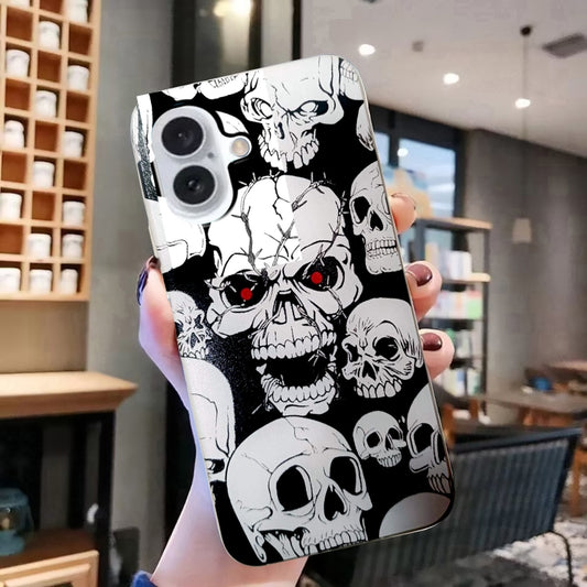 For iPhone 16 Colored Drawing Pattern TPU Phone Case(Skull) by buy2fix