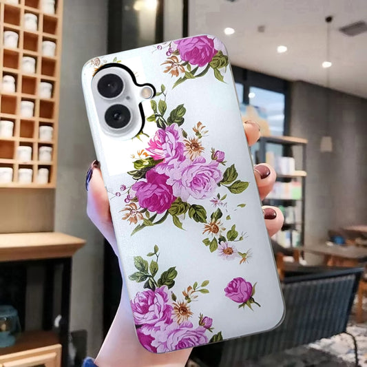 For iPhone 16 Colored Drawing Pattern TPU Phone Case(Rose Flower) by buy2fix
