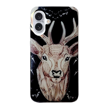 For iPhone 16 Colored Drawing Pattern TPU Phone Case(Deer) - iPhone 16 Cases by buy2fix | Online Shopping UK | buy2fix