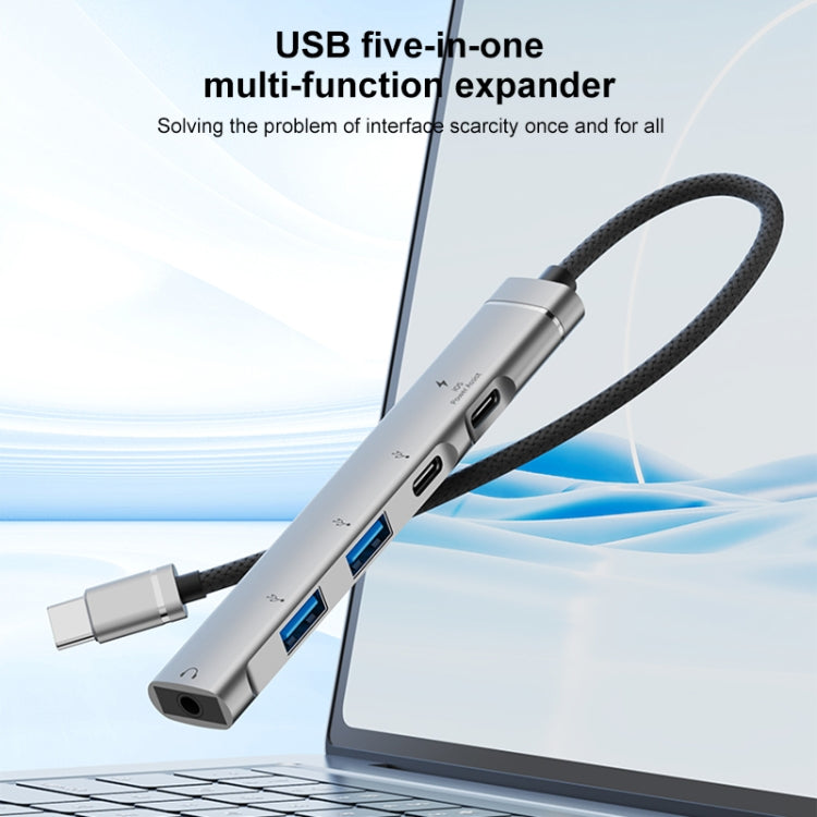 5 in 1 USB-C / Type-C Interface Multi-function HUB Adapter(Silver) - USB HUB by buy2fix | Online Shopping UK | buy2fix