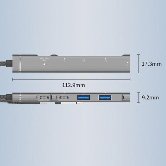 5 in 2 Multi-function HUB Adapter, Interface:USB-C / Type-C + USB-A(Grey) by buy2fix