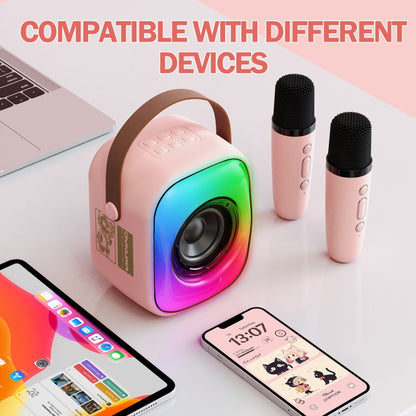 ONIKUMA L7 5W Karaoke Bluetooth Speaker with 2 Microphones(Pink) - Desktop Speaker by ONIKUMA | Online Shopping UK | buy2fix