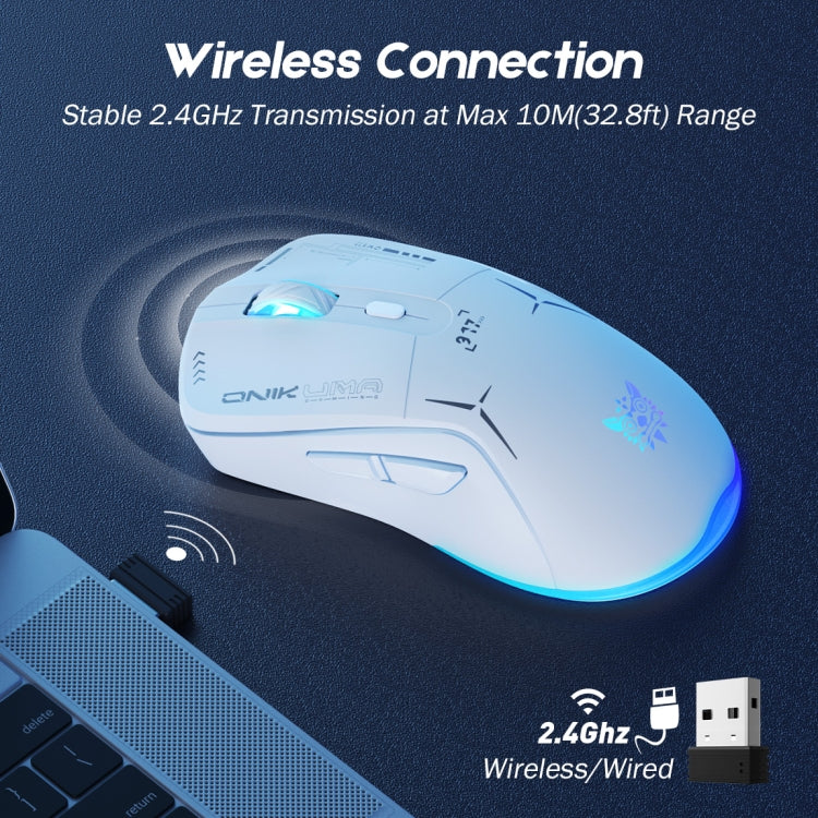 ONIKUMA CW917 RGB 4800DPI Dual Mode Wired + 2.4GHz Wireless Mouse(White) - Wireless Mice by ONIKUMA | Online Shopping UK | buy2fix