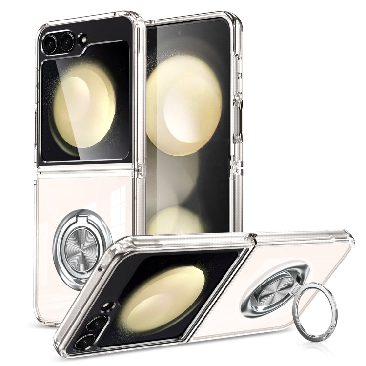 For Samsung Galaxy Z Flip6 / Flip7 FE MagSafe Transparent PC Folding Phone Case with Ring Holder by buy2fix