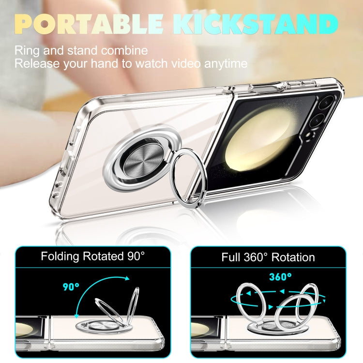 For Samsung Galaxy Z Flip6 / Flip7 FE MagSafe Transparent PC Folding Phone Case with Ring Holder by buy2fix