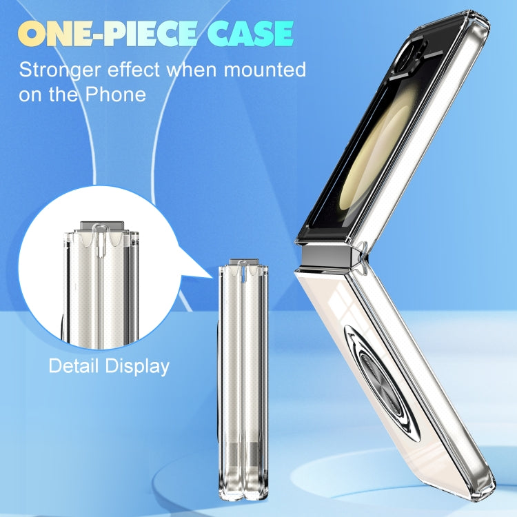For Samsung Galaxy Z Flip6 / Flip7 FE MagSafe Transparent PC Folding Phone Case with Ring Holder by buy2fix