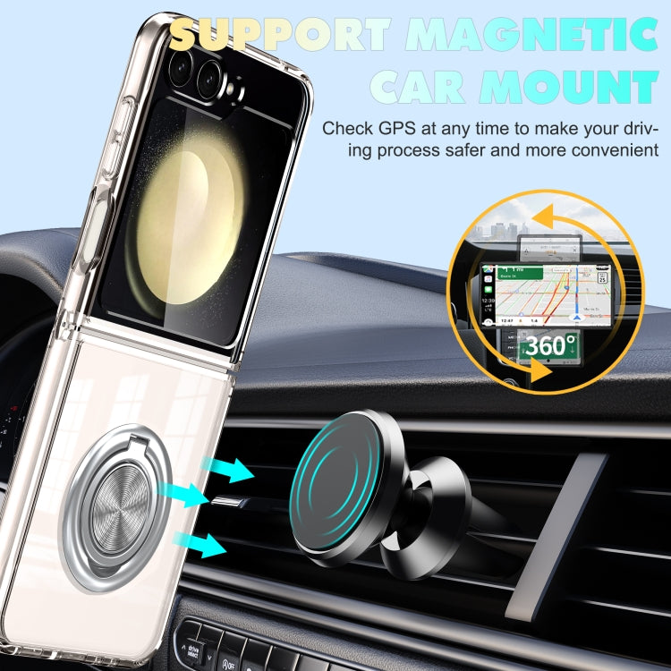 For Samsung Galaxy Z Flip6 / Flip7 FE MagSafe Transparent PC Folding Phone Case with Ring Holder by buy2fix