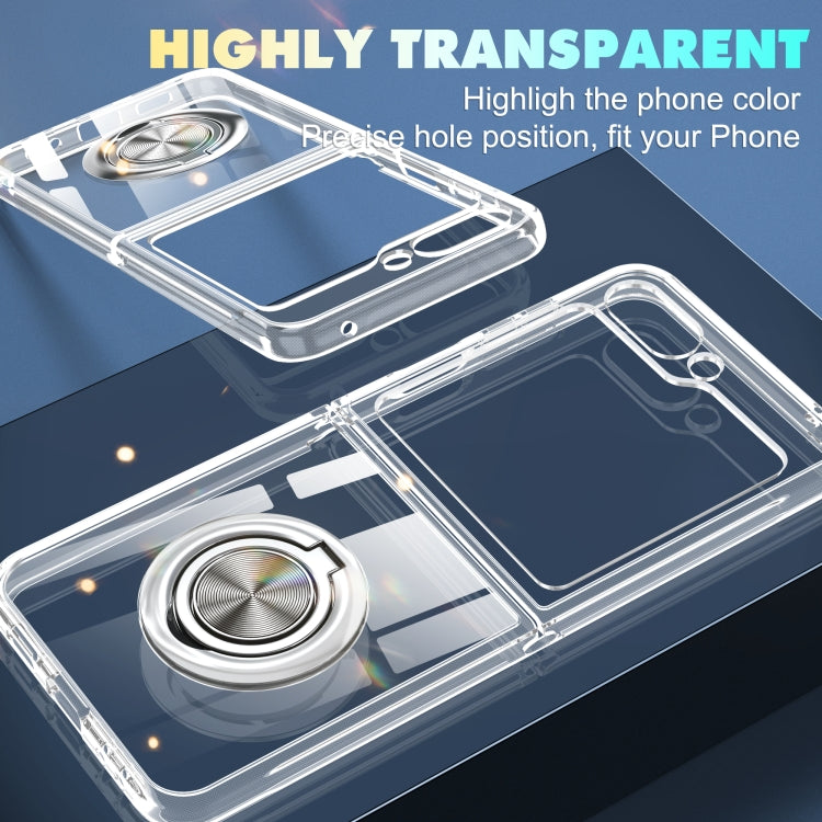 For Samsung Galaxy Z Flip6 / Flip7 FE MagSafe Transparent PC Folding Phone Case with Ring Holder by buy2fix