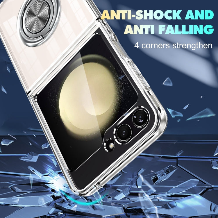 For Samsung Galaxy Z Flip6 / Flip7 FE MagSafe Transparent PC Folding Phone Case with Ring Holder by buy2fix