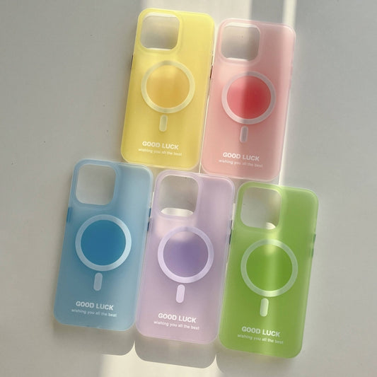 For iPhone 12 Pro Max Double-Layer Frosted IMD Macaron Color MagSafe Phone Case(Yellow) by buy2fix