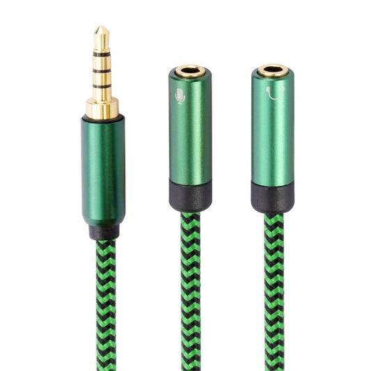 3.5mm Male to Dual 3.5mm Audio + Microphone 2 in 1 Audio Adapter Cable, Length:0.5m(Green) by imak
