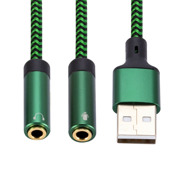 USB-A to Dual 3.5mm Separate Style Audio Adapter Cable, Length:1m(Green) - Video & Audio Cable by buy2fix | Online Shopping UK | buy2fix