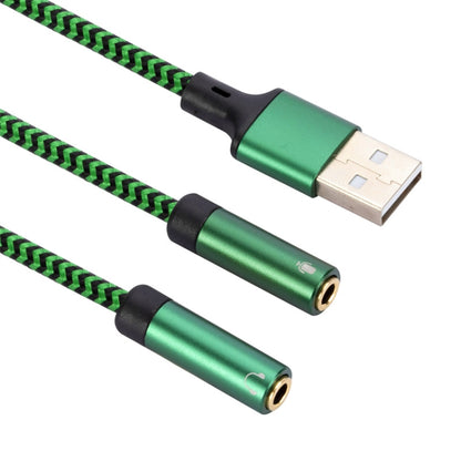 USB-A to Dual 3.5mm Separate Style Audio Adapter Cable, Length:3m(Green) - Video & Audio Cable by buy2fix | Online Shopping UK | buy2fix