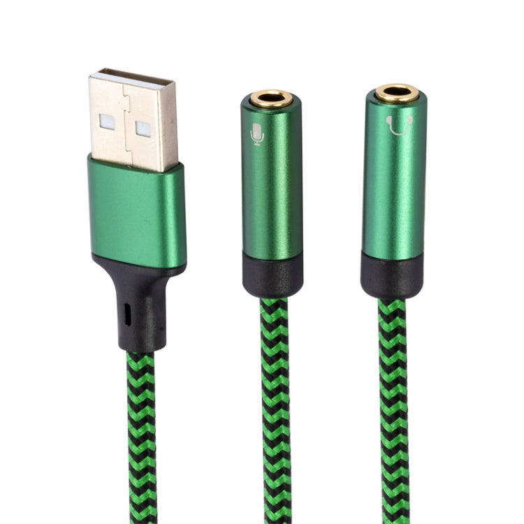 USB-A to Dual 3.5mm Separate Style Audio Adapter Cable, Length:3m(Green) - Video & Audio Cable by buy2fix | Online Shopping UK | buy2fix