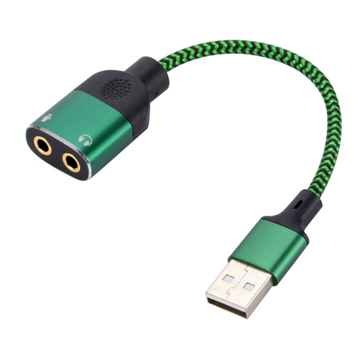 USB-A to Dual 3.5mm Integrated Style Audio Adapter Cable, Length:1m(Green) - Video & Audio Cable by buy2fix | Online Shopping UK | buy2fix