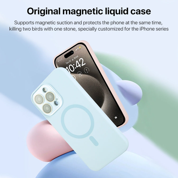 For iPhone 16 Pro Liquid Silicone MagSafe Full Coverage Phone Case with Lens Film(Blue) - iPhone 16 Pro Cases by buy2fix | Online Shopping UK | buy2fix