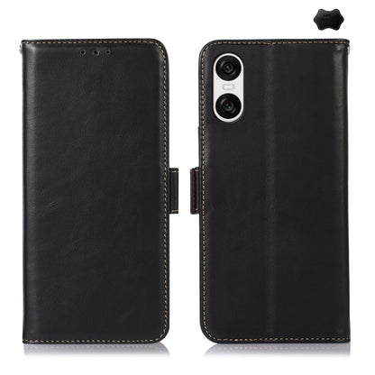 For Sony Xperia 10 VI Magnetic Crazy Horse Texture Genuine Leather RFID Phone Case(Black) - Sony Cases by buy2fix | Online Shopping UK | buy2fix