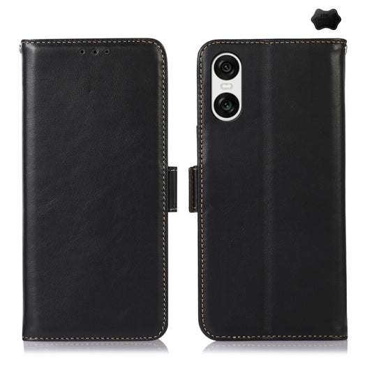 For Sony Xperia 10 VI Magnetic Crazy Horse Texture Genuine Leather RFID Phone Case(Black) - Sony Cases by buy2fix | Online Shopping UK | buy2fix
