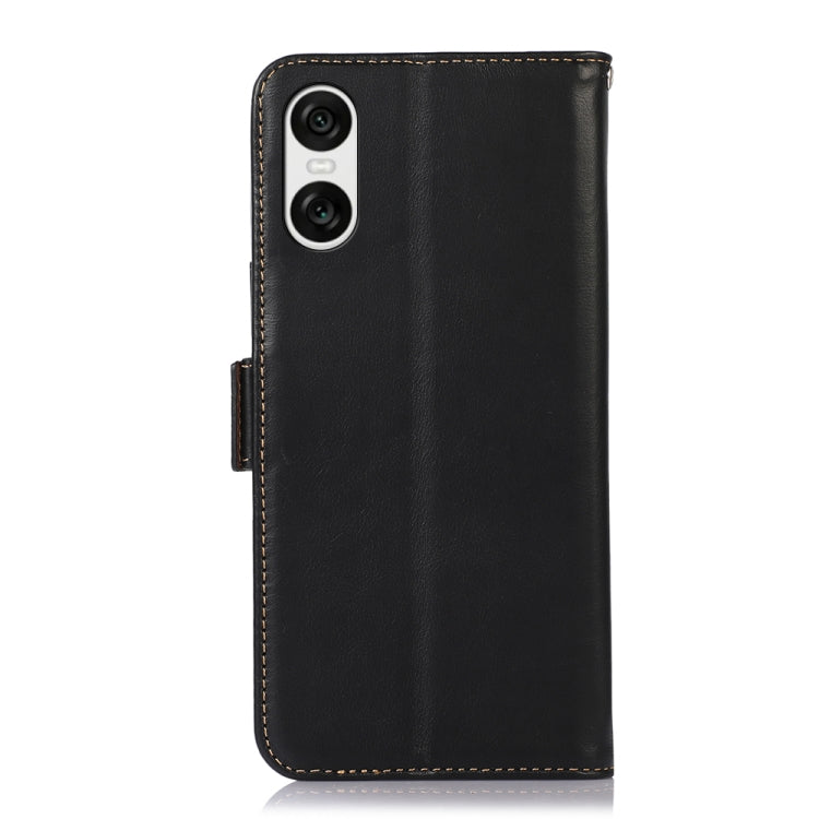For Sony Xperia 10 VI Magnetic Crazy Horse Texture Genuine Leather RFID Phone Case(Black) - Sony Cases by buy2fix | Online Shopping UK | buy2fix