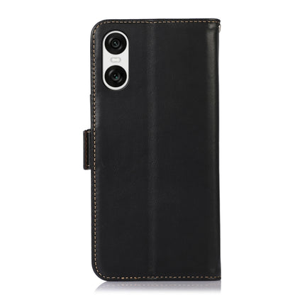 For Sony Xperia 10 VI Magnetic Crazy Horse Texture Genuine Leather RFID Phone Case(Black) - Sony Cases by buy2fix | Online Shopping UK | buy2fix