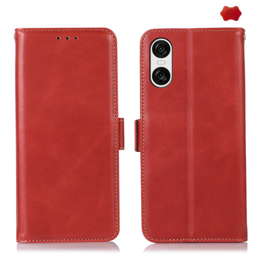 For Sony Xperia 10 VI Magnetic Crazy Horse Texture Genuine Leather RFID Phone Case(Red) - Sony Cases by buy2fix | Online Shopping UK | buy2fix