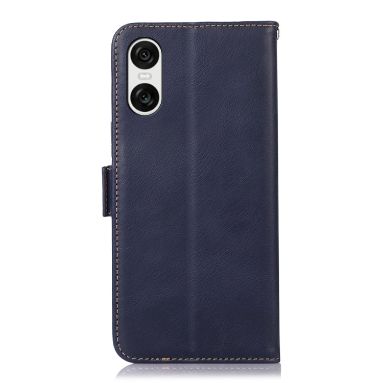 For Sony Xperia 10 VI Magnetic Crazy Horse Texture Genuine Leather RFID Phone Case(Blue) - Sony Cases by buy2fix | Online Shopping UK | buy2fix