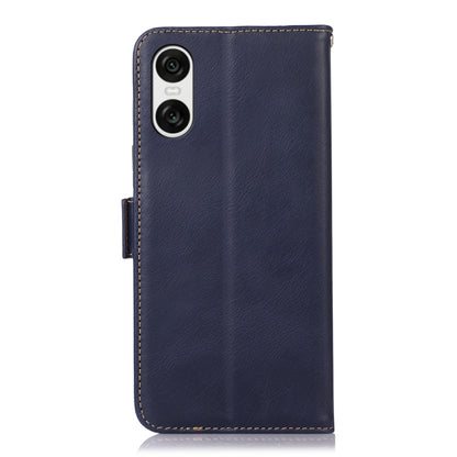 For Sony Xperia 10 VI Magnetic Crazy Horse Texture Genuine Leather RFID Phone Case(Blue) - Sony Cases by buy2fix | Online Shopping UK | buy2fix