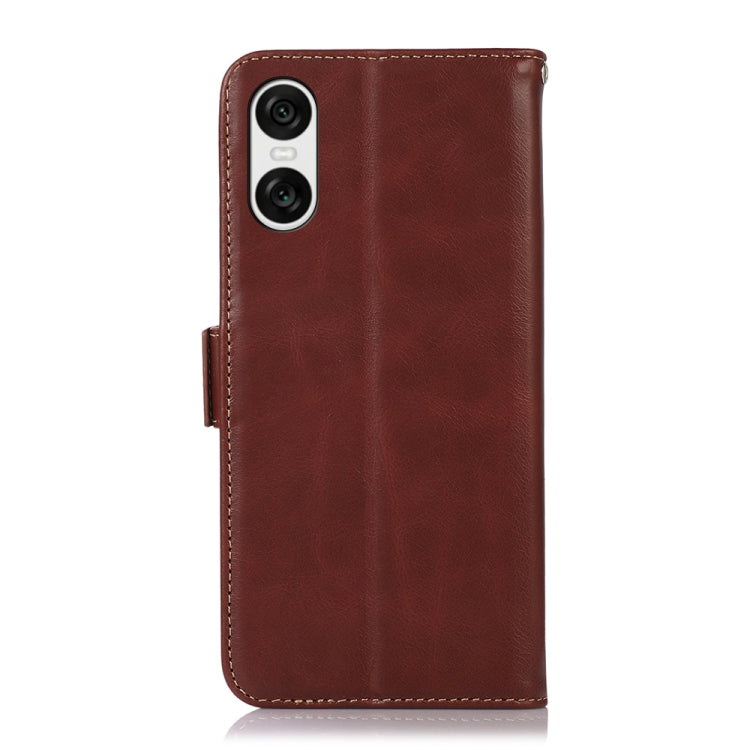 For Sony Xperia 10 VI Magnetic Crazy Horse Texture Genuine Leather RFID Phone Case(Brown) - Sony Cases by buy2fix | Online Shopping UK | buy2fix