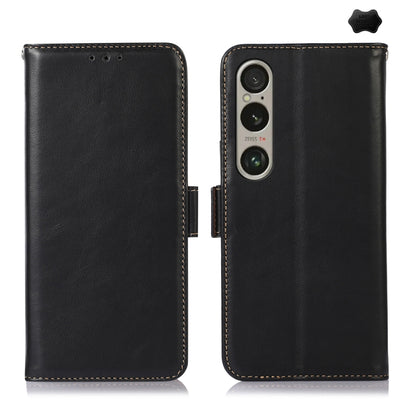 For Sony Xperia 1 VI Magnetic Crazy Horse Texture Genuine Leather RFID Phone Case(Black) - Sony Cases by buy2fix | Online Shopping UK | buy2fix