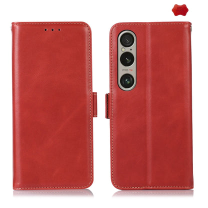For Sony Xperia 1 VI Magnetic Crazy Horse Texture Genuine Leather RFID Phone Case(Red) - Sony Cases by buy2fix | Online Shopping UK | buy2fix
