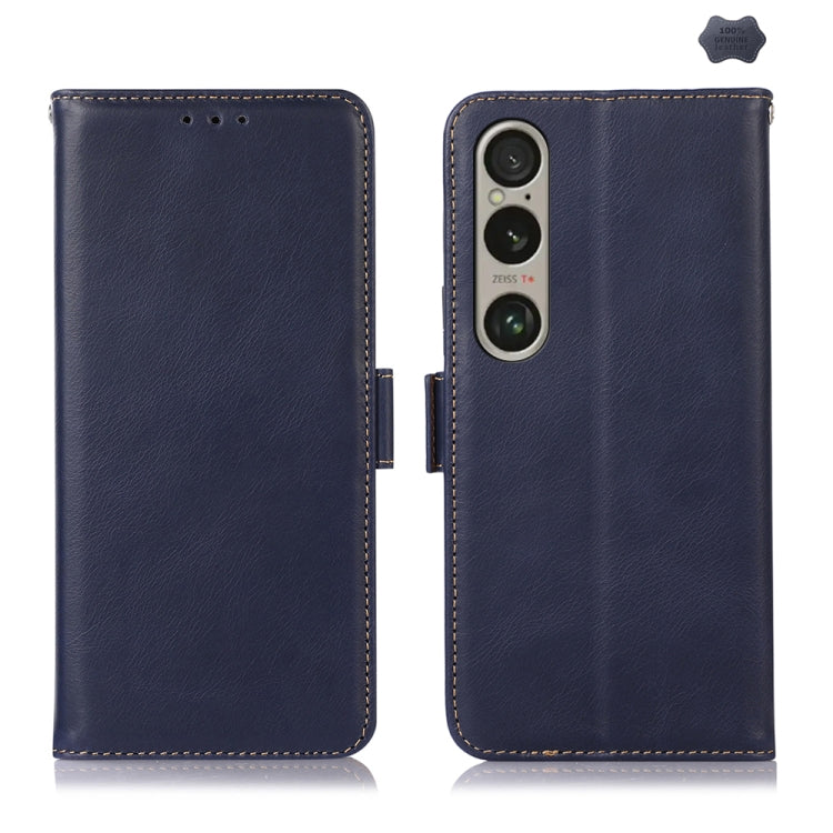 For Sony Xperia 1 VI Magnetic Crazy Horse Texture Genuine Leather RFID Phone Case(Blue) - Sony Cases by buy2fix | Online Shopping UK | buy2fix
