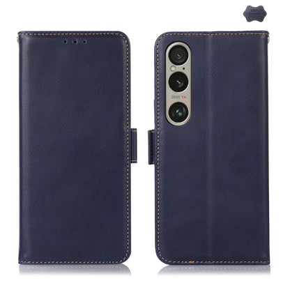 For Sony Xperia 1 VI Magnetic Crazy Horse Texture Genuine Leather RFID Phone Case(Blue) - Sony Cases by buy2fix | Online Shopping UK | buy2fix