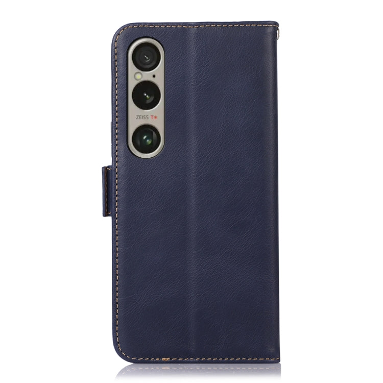 For Sony Xperia 1 VI Magnetic Crazy Horse Texture Genuine Leather RFID Phone Case(Blue) - Sony Cases by buy2fix | Online Shopping UK | buy2fix