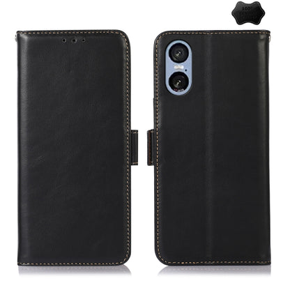 For Sony Xperia 5 VI Magnetic Crazy Horse Texture Genuine Leather RFID Phone Case(Black) - Sony Cases by buy2fix | Online Shopping UK | buy2fix