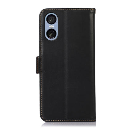 For Sony Xperia 5 VI Magnetic Crazy Horse Texture Genuine Leather RFID Phone Case(Black) - Sony Cases by buy2fix | Online Shopping UK | buy2fix