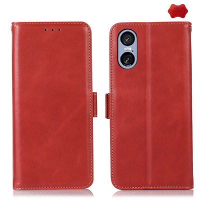 For Sony Xperia 5 VI Magnetic Crazy Horse Texture Genuine Leather RFID Phone Case(Red) - Sony Cases by buy2fix | Online Shopping UK | buy2fix