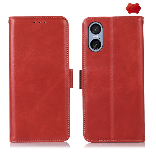 For Sony Xperia 5 VI Magnetic Crazy Horse Texture Genuine Leather RFID Phone Case(Red) - Sony Cases by buy2fix | Online Shopping UK | buy2fix