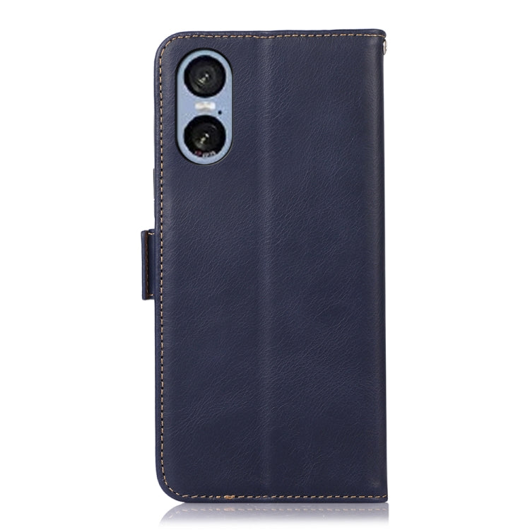For Sony Xperia 5 VI Magnetic Crazy Horse Texture Genuine Leather RFID Phone Case(Blue) - Sony Cases by buy2fix | Online Shopping UK | buy2fix