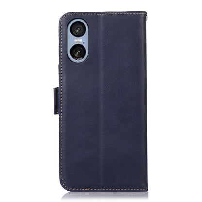 For Sony Xperia 5 VI Magnetic Crazy Horse Texture Genuine Leather RFID Phone Case(Blue) - Sony Cases by buy2fix | Online Shopping UK | buy2fix