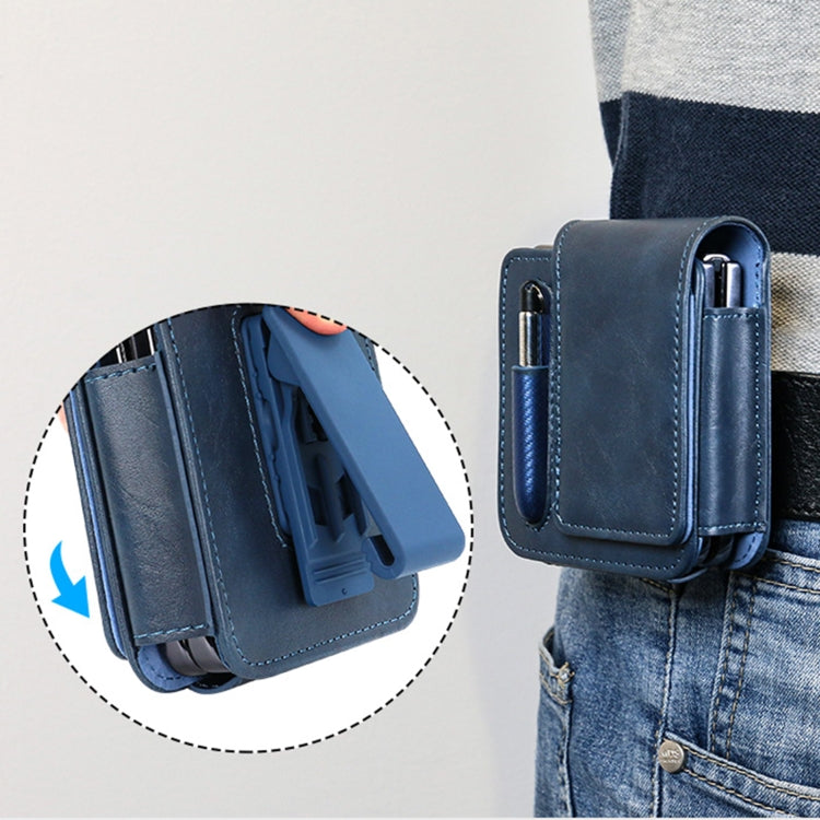 For Samsung Galaxy Z Flip 3 / 4 / 5 / 6 VIETAO Retro Thinking Series PU Shockproof Phone Bag, Without Pen(Blue) - Galaxy Z Flip5 Cases by VIETAO | Online Shopping UK | buy2fix