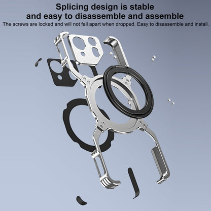 For Asus ROG Phone 8 / 8 Pro Mechanical Arm Borderless MagSafe Holder Metal Phone Case(Silver) - ASUS Cases by buy2fix | Online Shopping UK | buy2fix