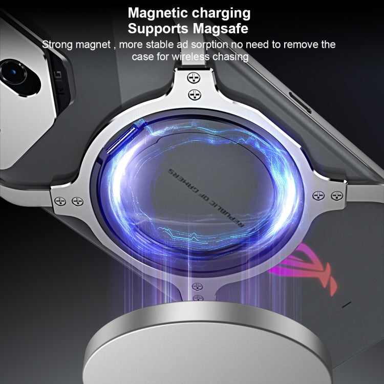 For Asus ROG Phone 8 / 8 Pro Mechanical Arm Borderless MagSafe Holder Metal Phone Case(Black Purple) - ASUS Cases by buy2fix | Online Shopping UK | buy2fix