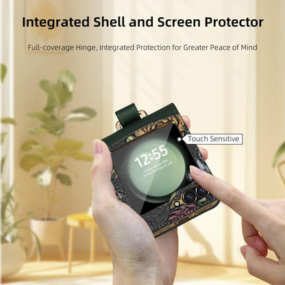 For Samsung Galaxy Z Flip6 VIETAO Integrated Embossed Pattern Full Coverage Phone Case with Wrist Strap(Black) - Galaxy Z Fold6 5G Cases by VIETAO | Online Shopping UK | buy2fix