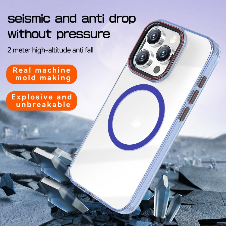 For iPhone 14 Pro Crystal TPU Hybrid PC MagSafe Phone Case(Transparent Blue) by buy2fix