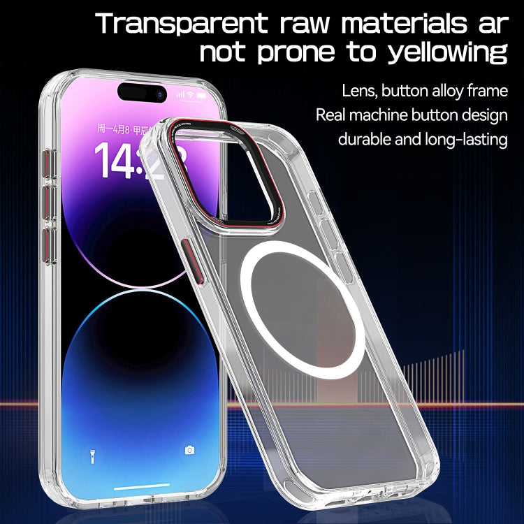 For iPhone 14 Pro Crystal TPU Hybrid PC MagSafe Phone Case(Transparent Blue) by buy2fix