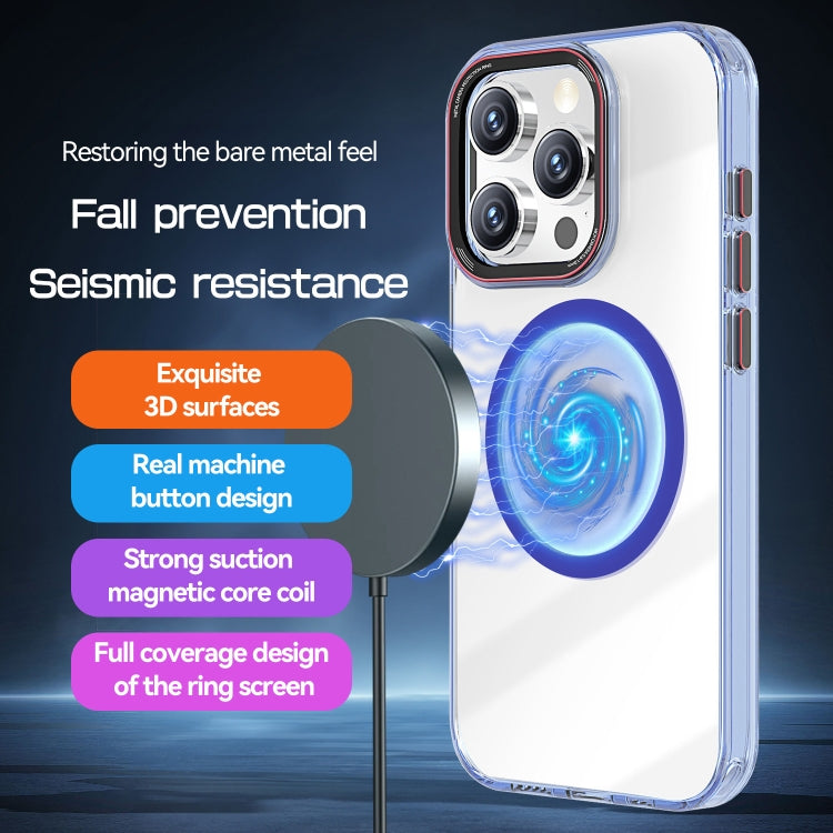 For iPhone 14 Pro Crystal TPU Hybrid PC MagSafe Phone Case(Transparent Blue) by buy2fix