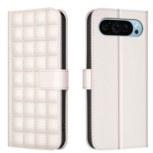 For Google Pixel 9 Square Texture Leather Phone Case(Beige) - Google Cases by buy2fix | Online Shopping UK | buy2fix