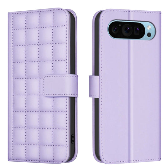 For Google Pixel 9 Pro Square Texture Leather Phone Case(Purple) - Google Cases by buy2fix | Online Shopping UK | buy2fix